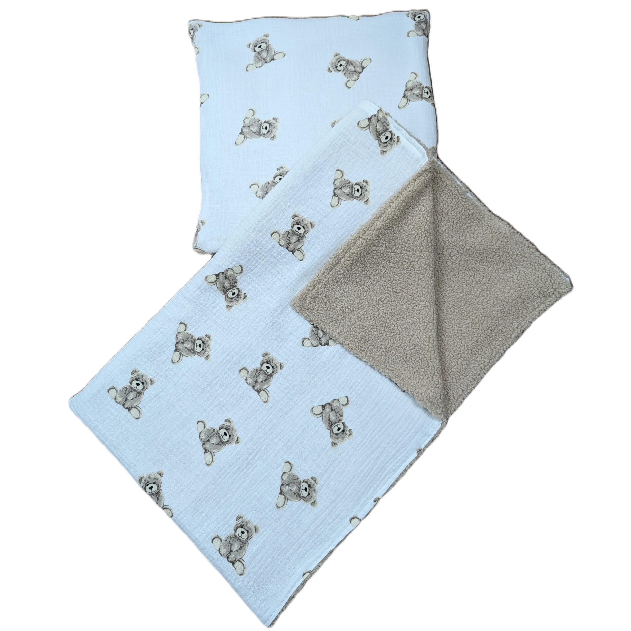 Kocyk z Poduszką Muślin & Bouclé Beżowy