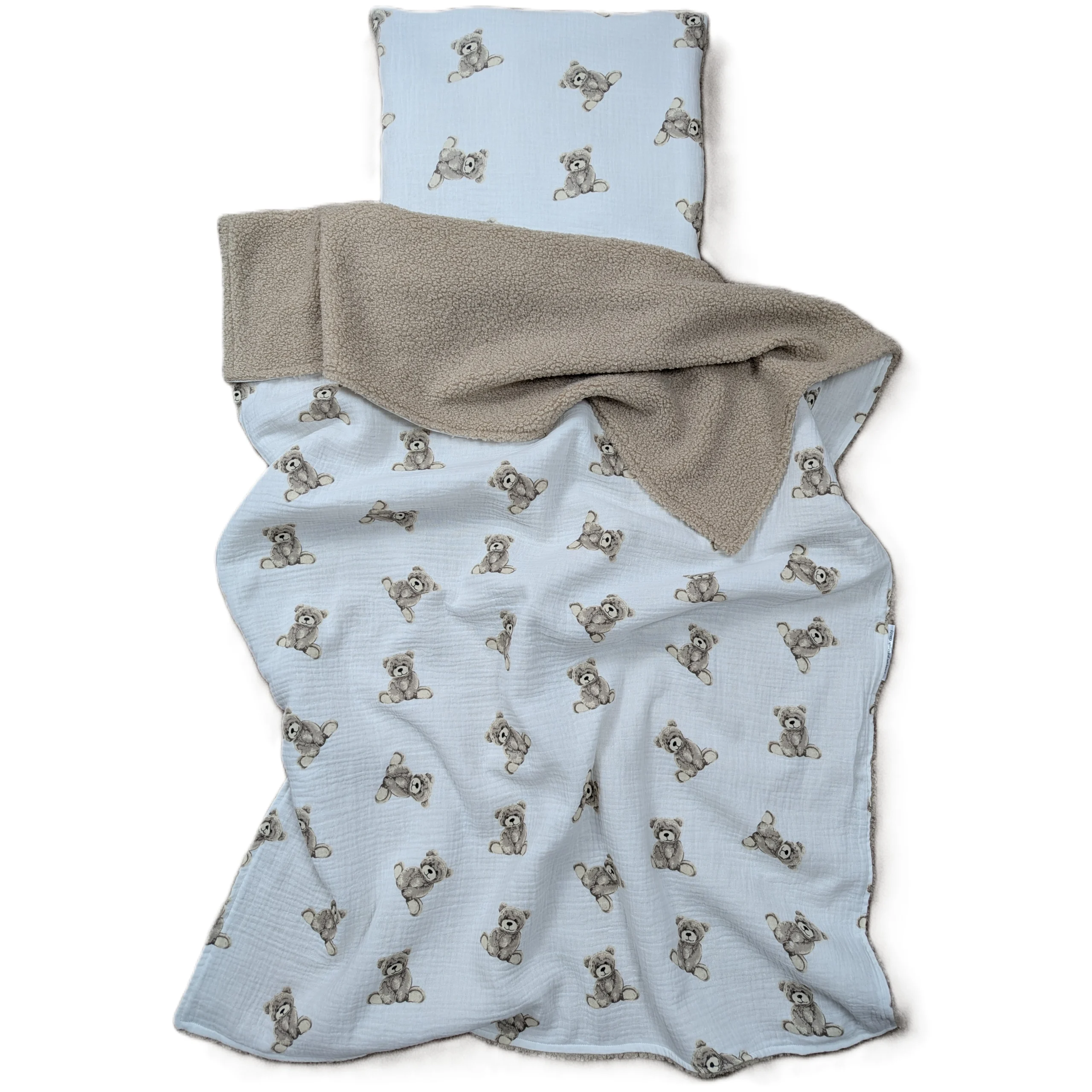 Kocyk z Poduszką Muślin & Bouclé Beżowy - obrazek 2