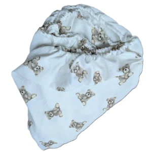 Prześcieradło muślinowe z gumką do łóżeczka 60x120 cm – Zakątek Pięknych Rzeczy