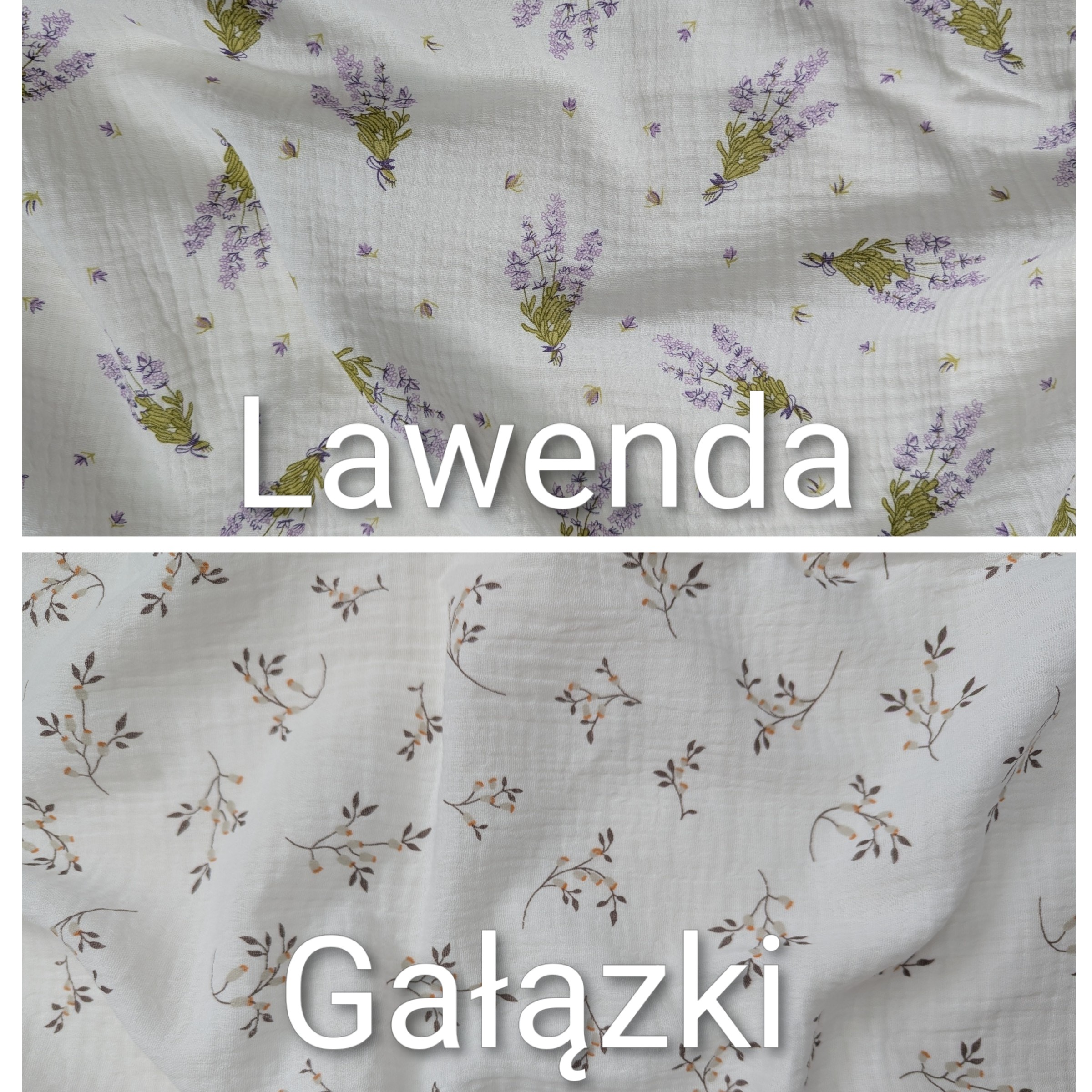Wzór muślinu Lawenda Gałązki